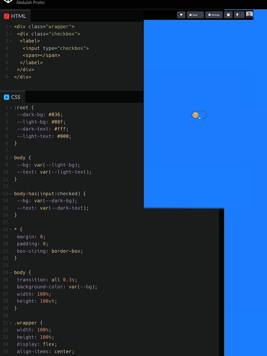 Create CSS Only theme switch and Checkbox toggle element