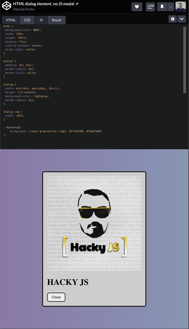Create a beautiful modal dialog using HTML